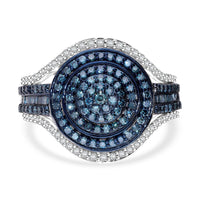 Diamond Geometric Halo Ring in Sterling Silver