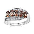 Jenipapo Andalusite, White Zircon Ring in Rhodium Over Sterling Silver (Size 10.0) 1.50 ctw - Sticky add to cart bar