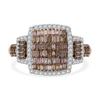 Doorbuster Natural Champagne and White Diamond 1.00 ctw Ring in Vermeil Rose Gold Over Sterling Silver