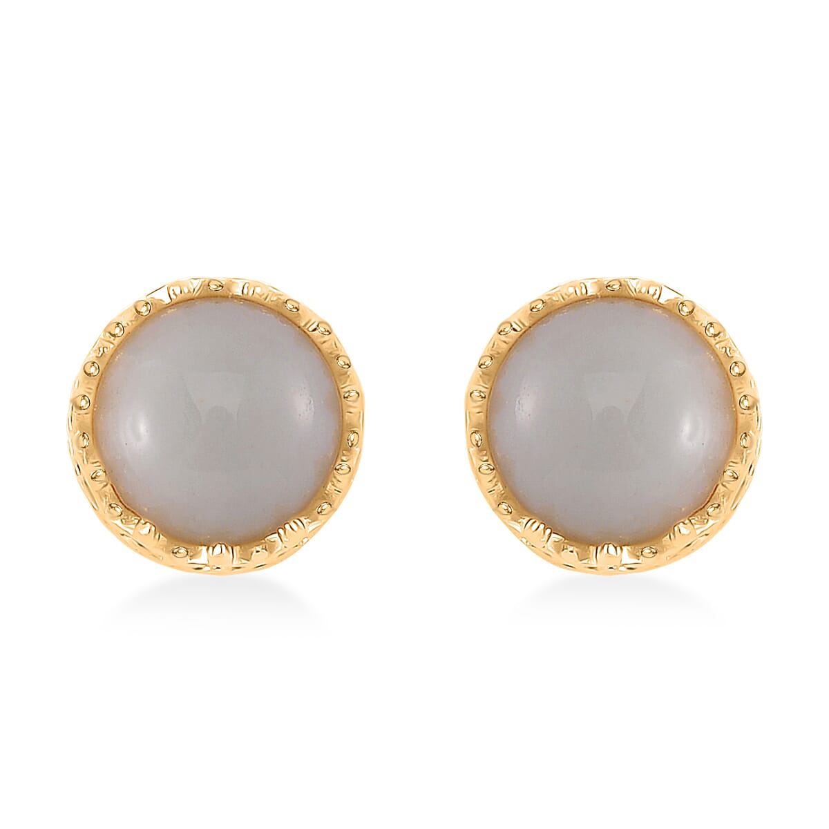 Natural Jade 5.90 ctw Solitaire Stud Earrings in 18K Vermeil Yellow Gold Over Sterling Silver