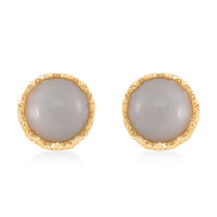 Natural Jade 5.90 ctw Solitaire Stud Earrings in 18K Vermeil Yellow Gold Over Sterling Silver