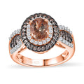 Jenipapo Andalusite, Champagne and White Zircon Double Halo Ring in 18K Vermeil RG Over Sterling Silver (Size 10.0) 1.60 ctw - Sticky add to cart bar