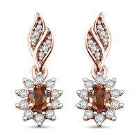 D'Joy Jenipapo Andalusite and White Zircon 0.80 ctw Sunburst Earrings in 18K Vermeil Rose Gold Over Sterling Silver