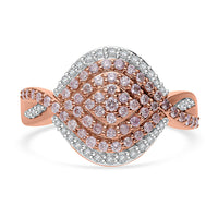 Doorbuster Natural Pink and White Diamond (I3) Ring in Vermeil RG Over Sterling Silver 1.00 ctw