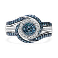 Doorbuster Blue Diamond (IR), Diamond Eternal Orbit Ring in Platinum Over Sterling Silver (Size 10.0) 1.00 ctw - Sticky add to cart bar
