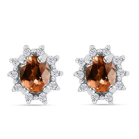 Jenipapo Andalusite and White Zircon 0.85 ctw Sunburst Earrings in Rhodium Over Sterling Silver