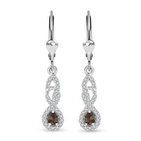 D'Joy AAA Jenipapo Andalusite and White Zircon 0.60 ctw Dangle Earrings in Rhodium Over Sterling Silver