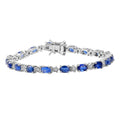 Kashmir Kyanite, Moissanite Bracelet in Rhodium Over Sterling Silver (7.25 In) 11.65 ctw - Sticky add to cart bar