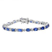 Kashmir Kyanite, Moissanite Bracelet in Rhodium Over Sterling Silver (7.25 In) 11.65 ctw