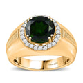 Chrome Diopside and White Zircon Men's Ring in 18K Vermeil YG Over Sterling Silver (Size 10.0) 5.10 ctw - Sticky add to cart bar
