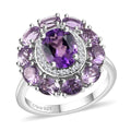 Bolivian Amethyst, Multi Gemstone Ring in Rhodium Over Sterling Silver (Size 10.0) 2.80 ctw - Sticky add to cart bar