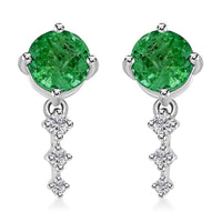 Certified & Appraised Rhapsody AAAA Gemfield Emerald and E-F VS Diamond 1.10 ctw Earrings in 950 Platinum
