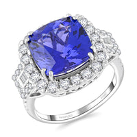TONY DINIZ COLLECTION Certified & Appraised Rhapsody 950 Platinum AAAA Tanzanite, Diamond (E-F, VS) (1.07 cts) Ring (Size 10.0) (9.24 g) 7.75 ctw