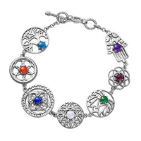 Lapis Lazuli , Multi gemstones Fancy Bracelet (Size - 7.25) Pure Yellow Brass  3.85 ctw