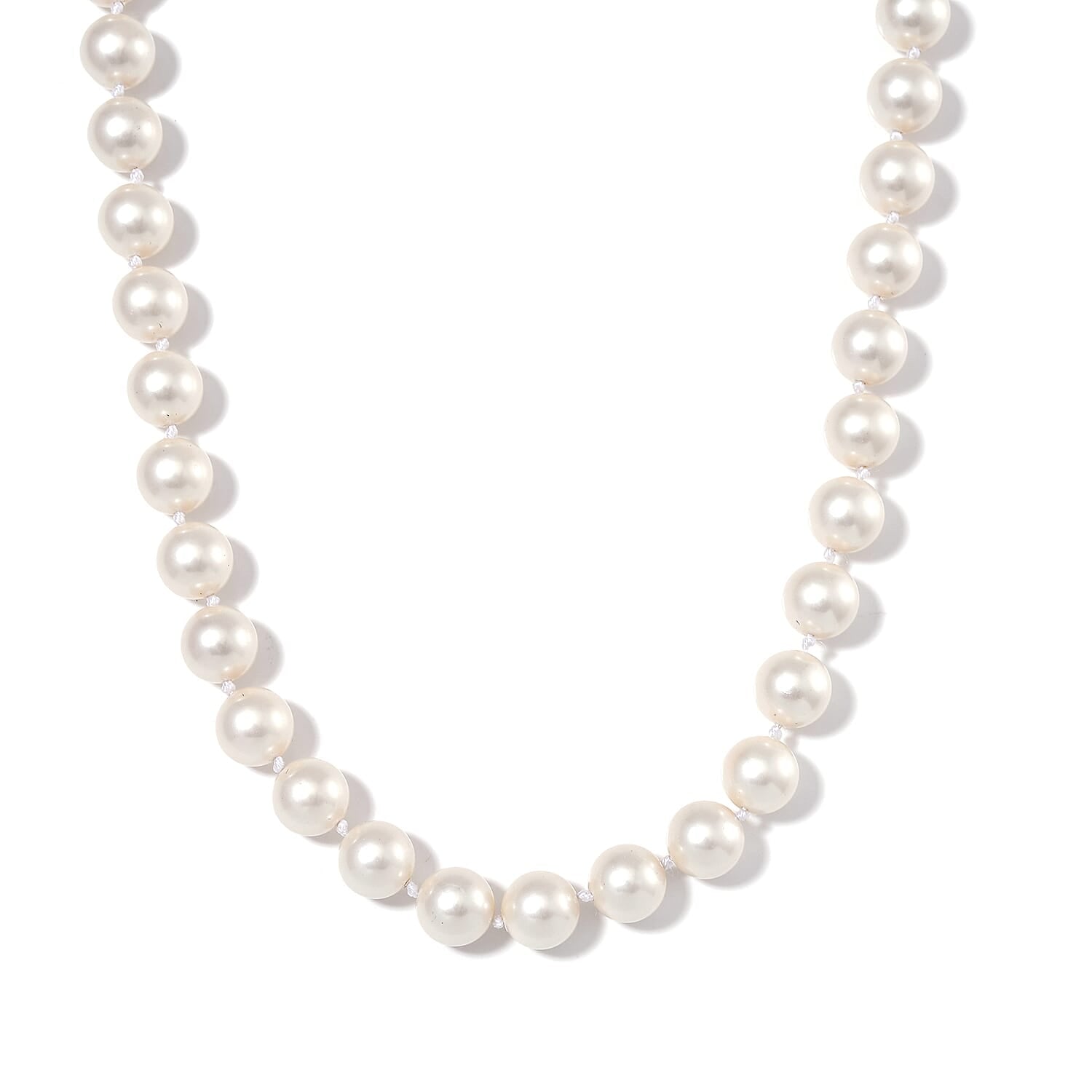 White Shell Pearl 11-13mm Necklace (20 Inches) in Stainless Steel