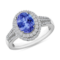 Luxoro Premium Tanzanite and G-H I1 Diamond 2.60 ctw Ring in 14K White Gold