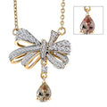 D'Joy AAA Turkizite and Moissanite 1.50 ctw Love Knot Necklace in 18K Vermeil Yellow Gold Over Sterling Silver 18 Inches - Sticky add to cart bar