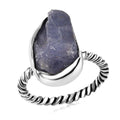 Artisan Crafted Rough Cut Tanzanite 7.85 ctw Twisted Wire Shank Ring in Sterling Silver (Size 10.0) - Sticky add to cart bar