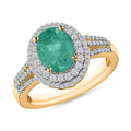 Luxoro Premium Kagem Zambian Emerald and G-H I1 Diamond Double Halo Ring in 14K White Gold (Size 10.0) 2.40 ctw - Sticky add to cart bar