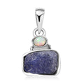 D'Joy Artisan Crafted Rough Cut Tanzanite and Ethiopian Welo Opal 5.15 ctw Pendant without Chain in Sterling Silver - Sticky add to cart bar
