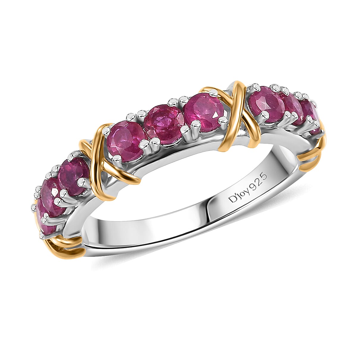Niassa Ruby (FF) Band Ring in Rhodium Over Sterling Silver (Size 8) 1.70 ctw