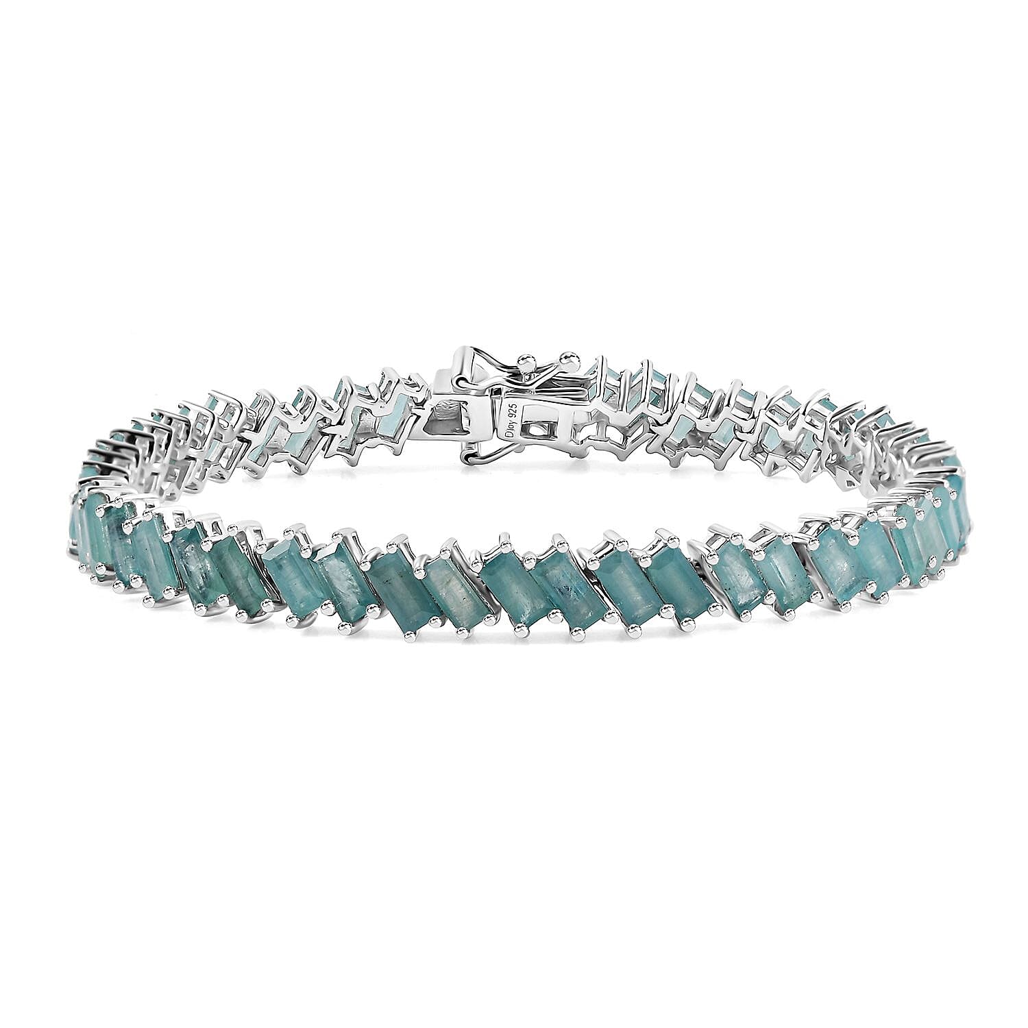 Grandidierite 10.60 ctw Bracelet in Rhodium Over Sterling Silver (6.50 In) (Del. in 8-10 Days)