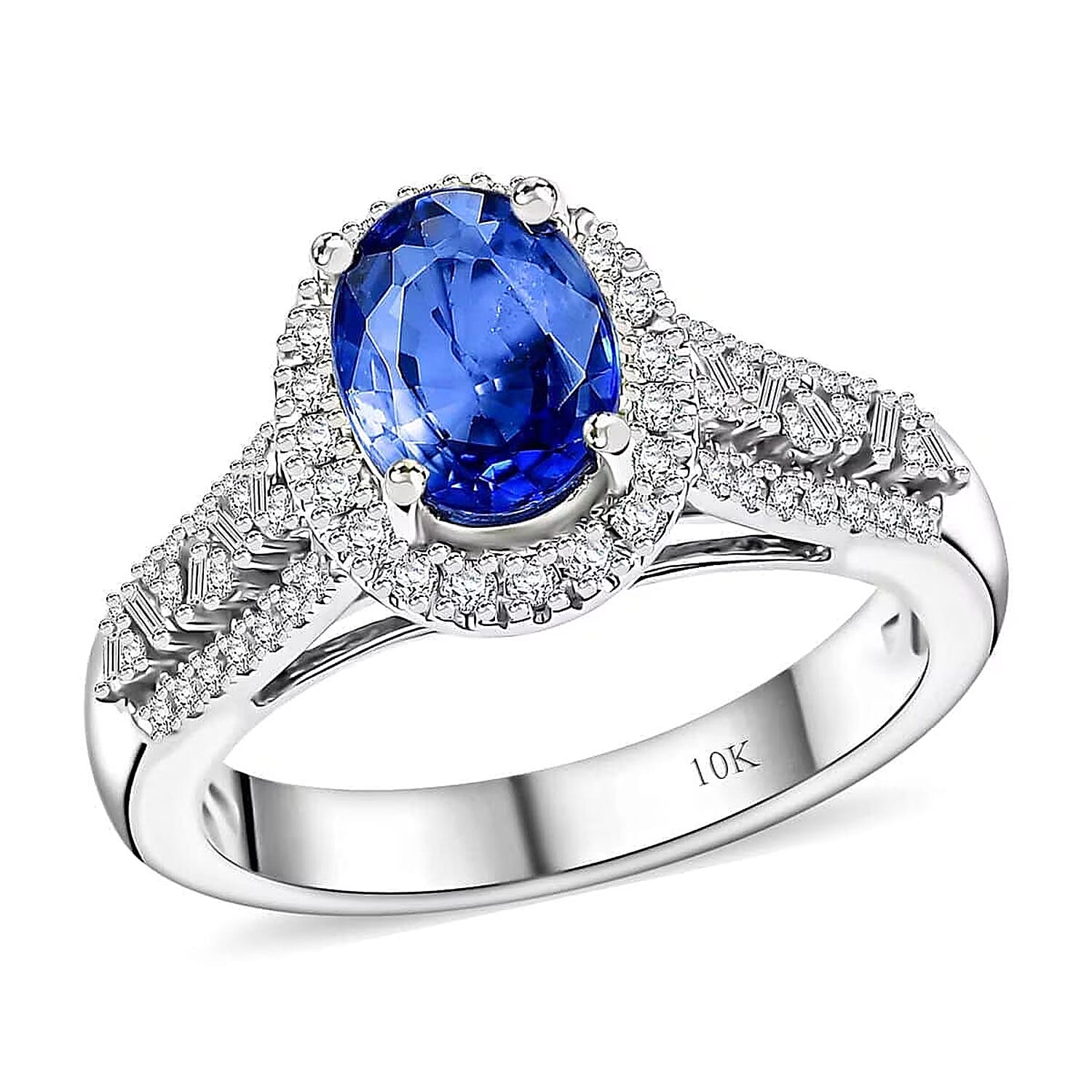 Luxoro Premium Ceylon Sapphire and G-H I2 Diamond 2.00 ctw Ring in 10K White Gold (Size 6.0)