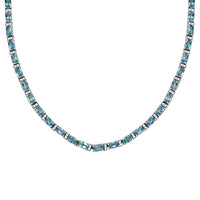 Betroka Blue Apatite and White Zircon 20.25 ctw Aqua Flow Necklace in Rhodium Over Sterling Silver 18 Inches