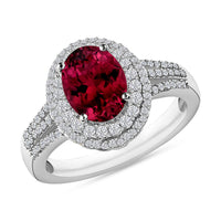 Luxoro Premium Ouro Fino Rubellite and G-H I1 Diamond Ring in 14K White Gold (Size 10.0) 3.00 ctw