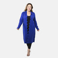 Badgley Mischka Scalloped Open-Front Edges Slim-Fit, Super-Soft & Cozy Double-Knit Sweater Coat- Cobalt S - Sticky add to cart bar