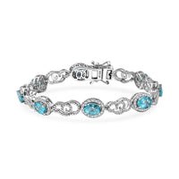 GP Betroka Blue Apatite and White Zircon 8.10 ctw Bracelet in Rhodium Over Sterling Silver (7.25 In)