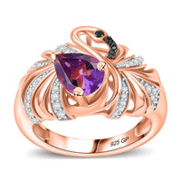 GP Rose De France Amethyst and Multi Gemstone 1.55 ctw Duck Ring in 18K Vermeil Rose Gold Over Sterling Silver