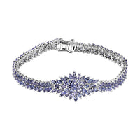 Tanzanite 12.50 ctw Floral Spray Bracelet in Rhodium Over Sterling Silver (7.25 In)