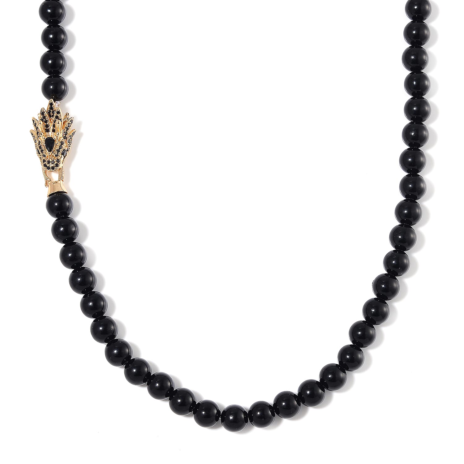 Black Obsidian, Multi Color Austrian Crystal Necklace (20 Inches) in Goldtone 201.54 ctw