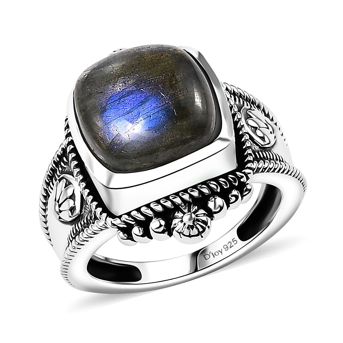 Artisan Crafted Malagasy Labradorite South West Style Ring in Sterling Silver (Size 10.0) 6.15 ctw