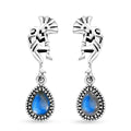 D'Joy Artisan Crafted Malagasy Labradorite 1.85 ctw Kokopelli Earrings in Sterling Silver - Sticky add to cart bar