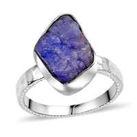 Artisan Crafted Rough Cut Tanzanite Men's Ring in Sterling Silver (Size 10.0) 9.10 ctw