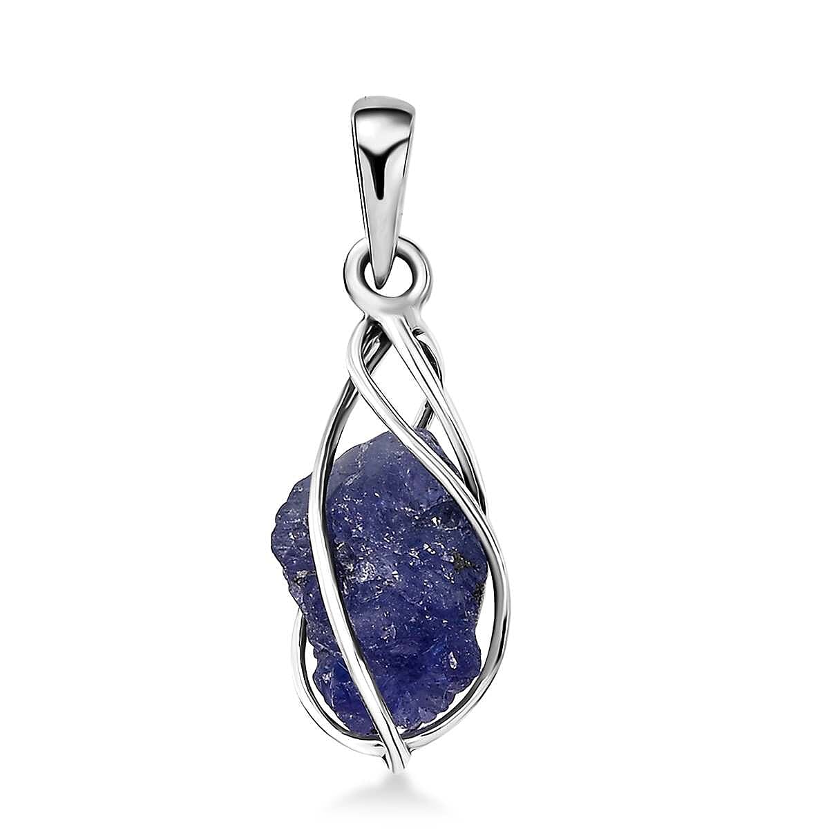 D'Joy Artisan Crafted Rough Cut Tanzanite 7.50 ctw Fancy Pendant without Chain in Sterling Silver