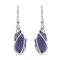 D'Joy Artisan Crafted Rough Cut Tanzanite 10.40 ctw Fancy Earrings in Sterling Silver