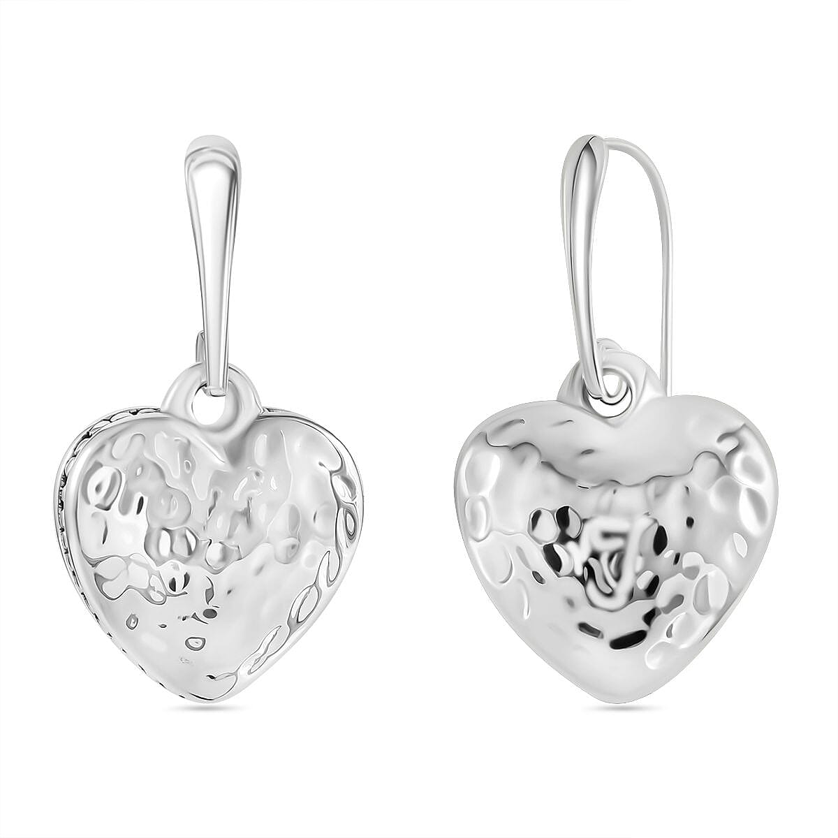 Heart Dangle Earrings in Sterling Silver 8 Grams