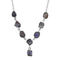 D'Joy Artisan Crafted Rough Cut Tanzanite 27.20 ctw Fancy Necklace in Sterling Silver 18-20 Inches - Sticky add to cart bar