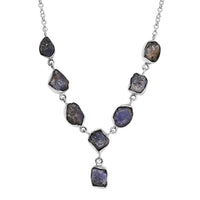 D'Joy Artisan Crafted Rough Cut Tanzanite 27.20 ctw Fancy Necklace in Sterling Silver 18-20 Inches