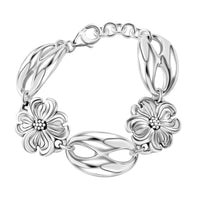 Sterling Silver Rose Bracelet (6.50 In) (16.76 g)
