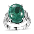 Karis African Malachite Solitaire Ring in Platinum Bond (Size 10.0) 13.25 ctw - Sticky add to cart bar