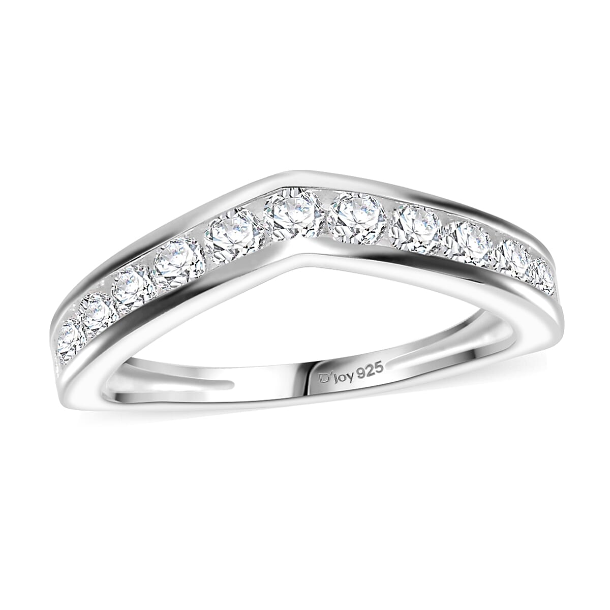 Simulated Diamond Wishbone Ring in Sterling Silver (Size 10.0) 1.15 ctw