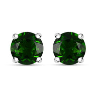 Chrome Diopside Stud Earrings in Rhodium Over Sterling Silver 1.10 ctw