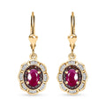 AAA Royal Ruby, Red and White Diamond 2.00 ctw Nelumbo Nucifera Flower Earrings in 18K Vermeil Yellow Gold Over Sterling Silver - Sticky add to cart bar