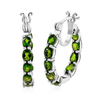 D'Joy Chrome Diopside 3.65 ctw Inside Out Hoop Earrings in Rhodium Over Sterling Silver