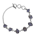 D'Joy Indian Artisan Crafted Rough Cut Tanzanite 26.40 ctw Fancy Bracelet in Sterling Silver (6.50-8.0In) - Sticky add to cart bar