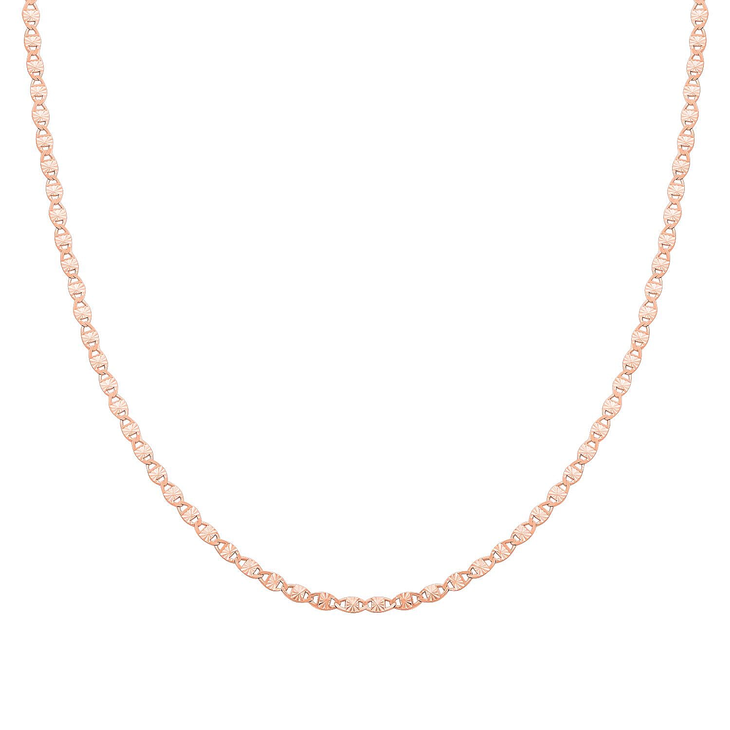 Chain Necklace in 14K Rose Gold Over Sterling Silver 20 Inches 3 Grams